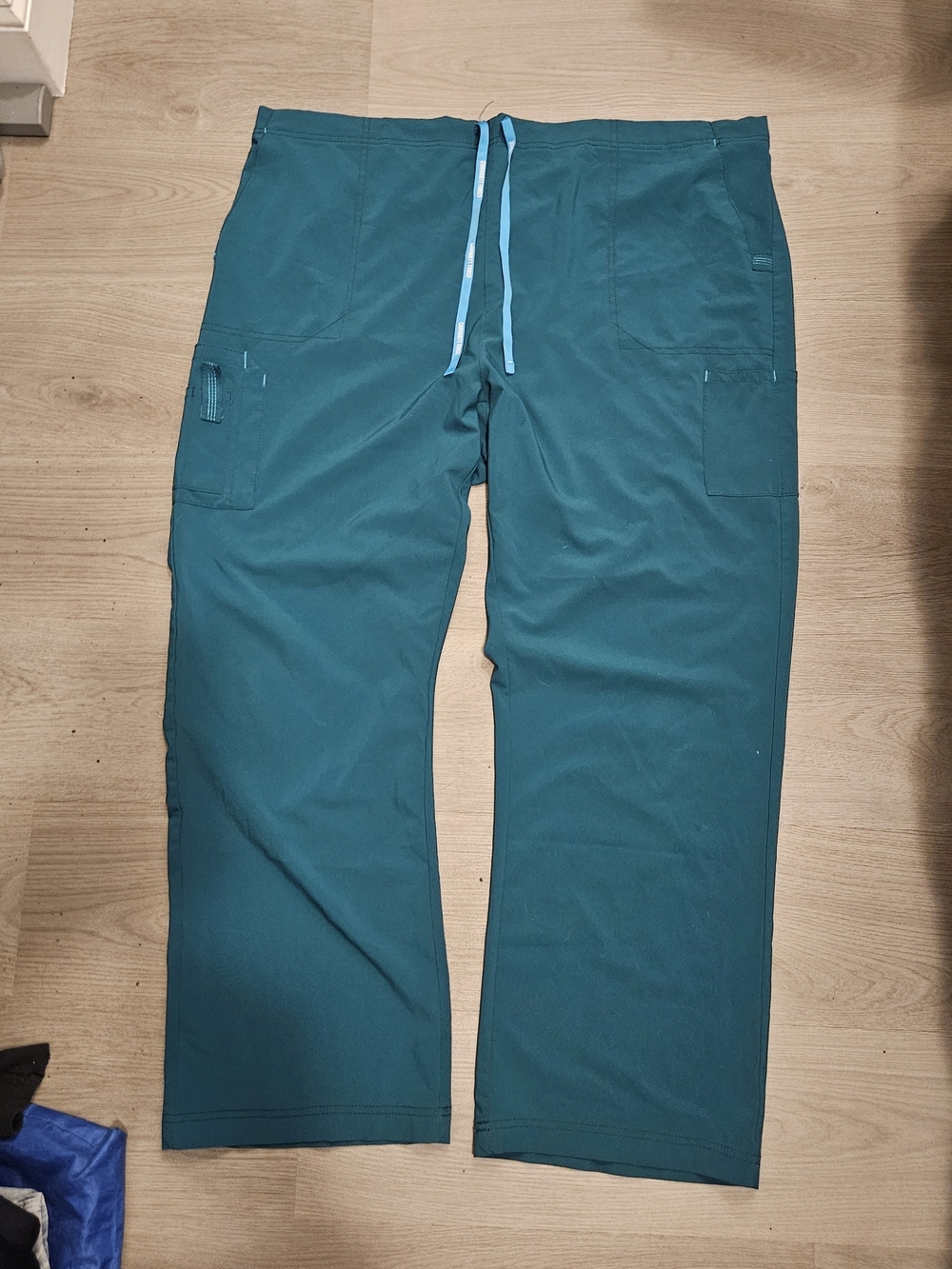 Carhartt Men's Teal Cargo Pants with Light Blue Drawstring